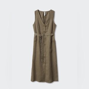 Linen military green dress by Mango